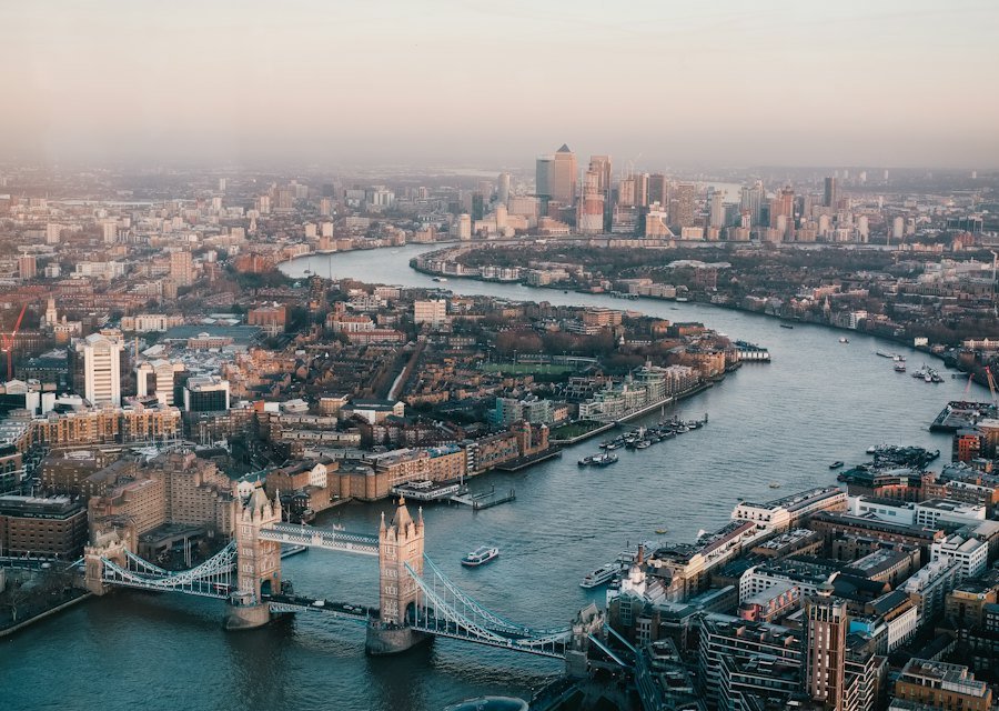 Aerial view of London and the Thames